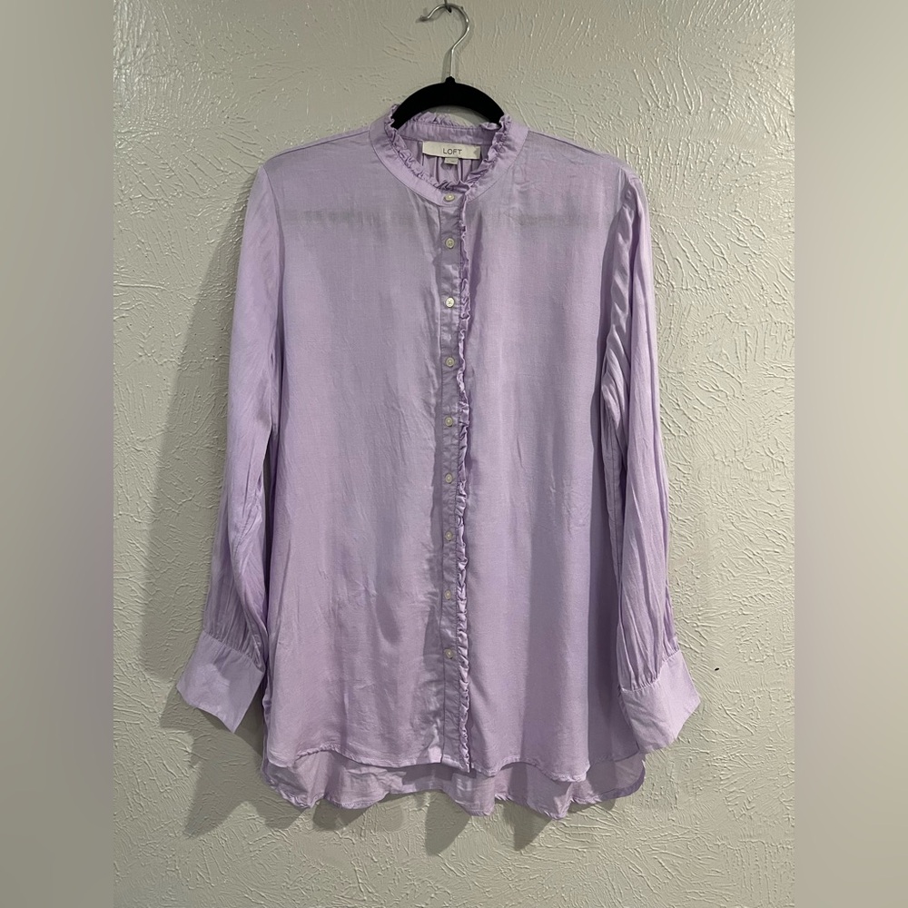 LOFT Lavender Button-Up Blouse